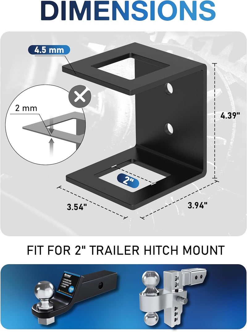 Topick Trailer Hitch Storage Bracket, 2-inch Trailer Hitch Holder, Truck Bed Hitch Storage, Secure & Convenient Holder for 2" Ball Mount Hitches/ Shank, Trailer Hitch Accessories, Truck Box Mounted - Image 2